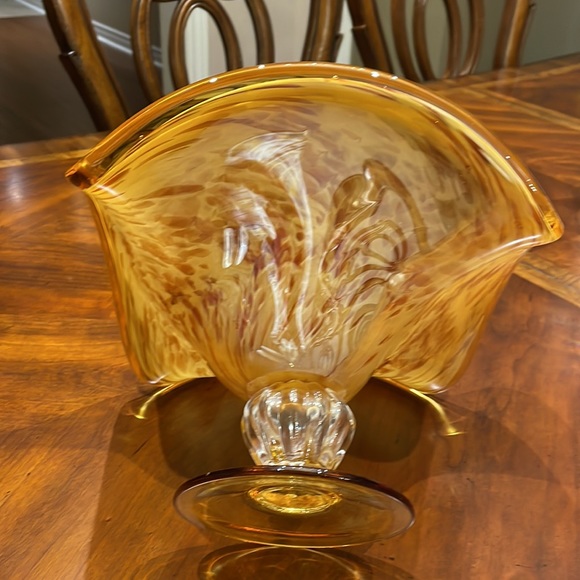 Italian  hand made crystal vase Good for decor or as a vase for fruits - Picture 3 of 3